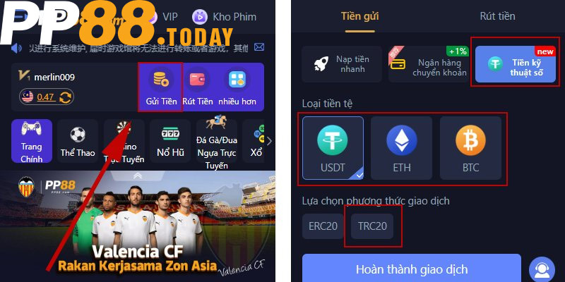 Giao Diện Mục Nạp Tiền Trên App PP88 – Đơn Giản, Trực Quan